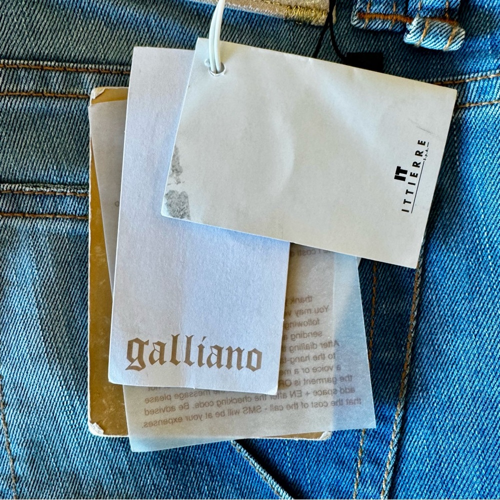 NWT LONG Galliano Donna crystal cherry slim jeans 30 - Picture 4 of 16